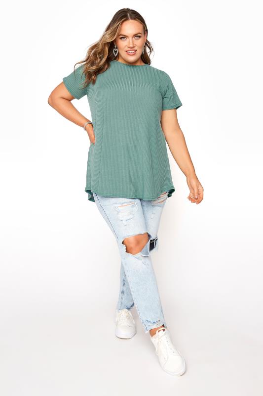 LIMITED COLLECTION Forest Green Rib Swing Top_B.jpg