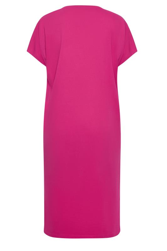 YOURS Plus Size Pink Side Split Midaxi T-Shirt Dress | Yours Clothing 8