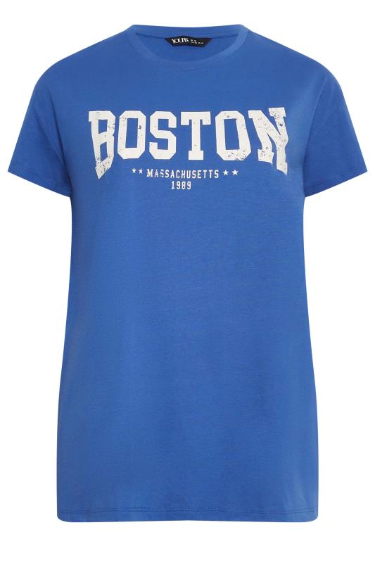 YOURS Plus Size Cobalt Blue 'Boston' Slogan T-Shirt | Yours Clothing 7