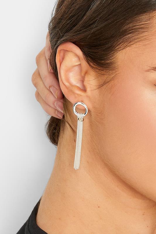 Plus Size  Silver Tone Chain Tassel Earrings