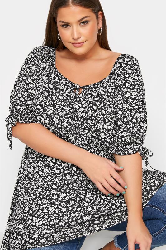 LIMITED COLLECTION Curve Black Ditsy Print Milkmaid Top 4