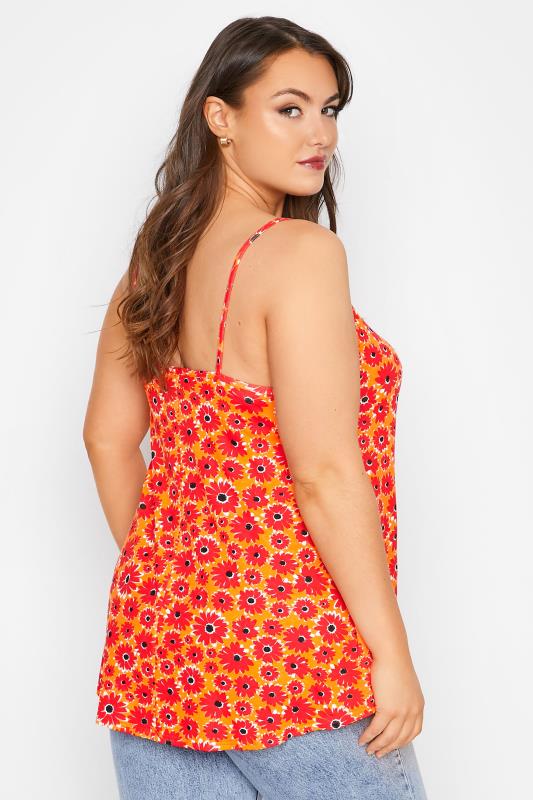 LIMITED COLLECTION Curve Orange Floral Print Ruched Swing Cami Top_C.jpg