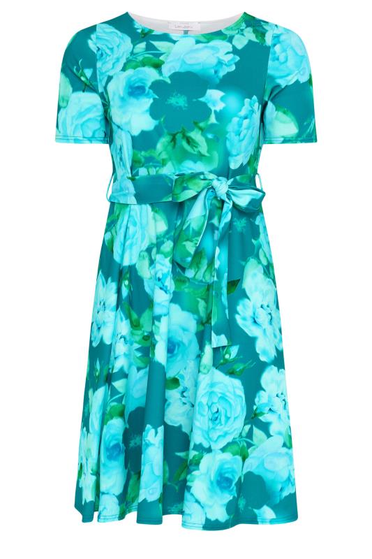 YOURS LONDON Plus Size Blue Floral Print Skater Dress | Yours Clothing 5