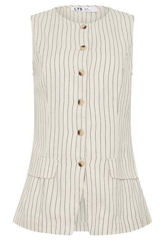 LTS Tall Women's Ivory White Pinstripe Linen Waistcoat | Long Tall Sally 6