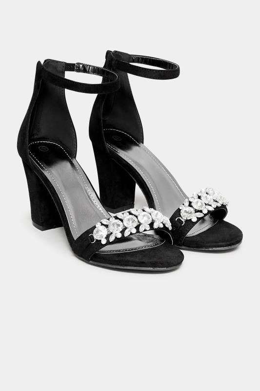 PixieGirl Black Diamante Detail Heels In Standard D Fit 2