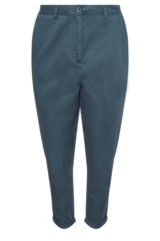 YOURS Curve Plus Size Dark Blue Straight Leg Chino Trousers | Yours Clothing  5