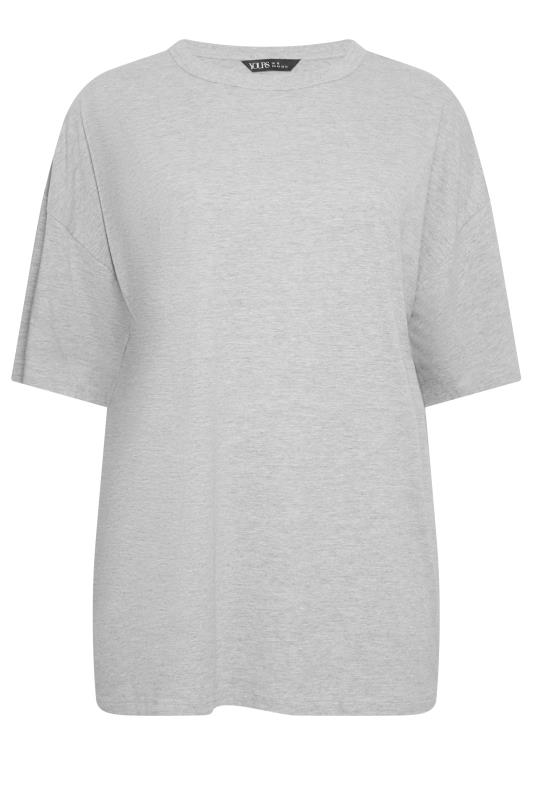 YOURS Curve Light Grey Marl Oversized Boxy T-Shirt | Yours Clothing 6