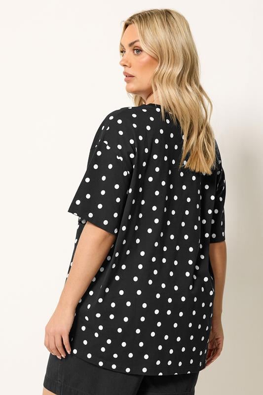 YOURS Plus Size Black Spot Oversized T-Shirt | Yours Clothing 2
