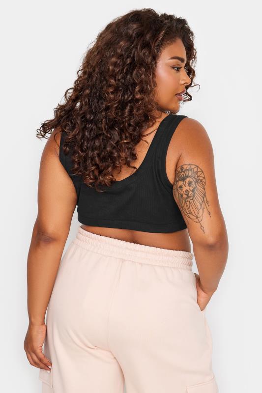 YOURS Plus Size 2 PACK Black Ribbed Crop Tops | Yours Clothing 4