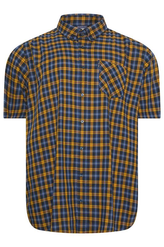 BEN SHERMAN Big & Tall Gold Yellow Check Print Shirt | BadRhino 2