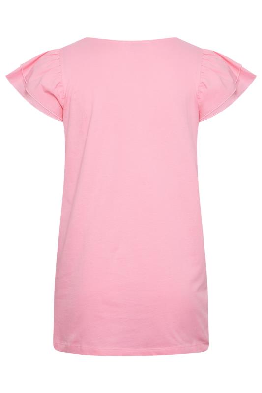 YOURS Curve Plus Size 2 PACK Pink Frill Sleeve T-Shirts | Yours Clothing  9