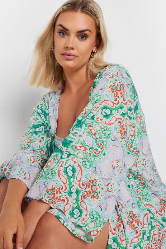 YOURS Plus Size Green Paisley Print Kimono | Yours Clothing 4