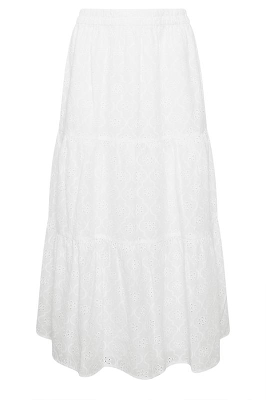 M&Co White Broderie Tiered Cotton Maxi Skirt | M&Co  5