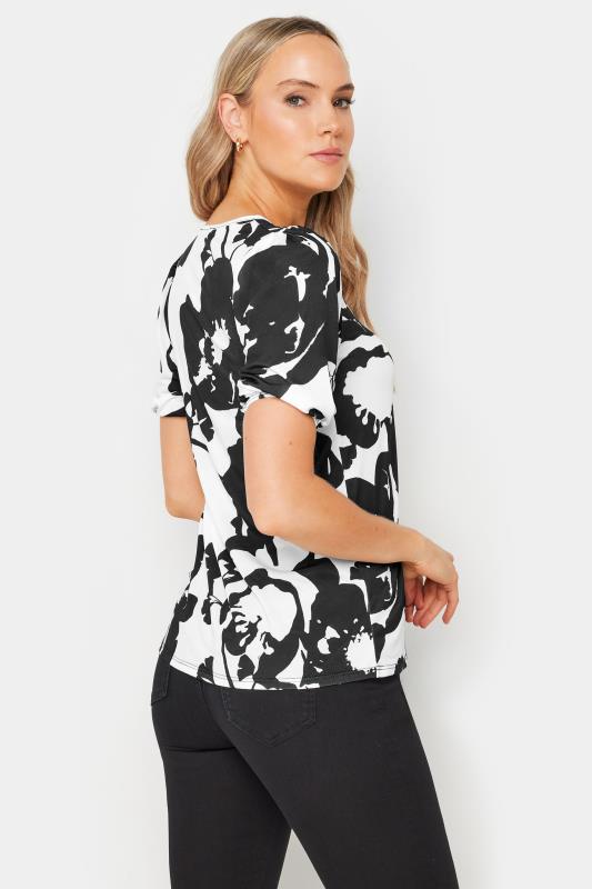 LTS Tall Women's White Monochromatic Floral Print Top | Long Tall Sally 3