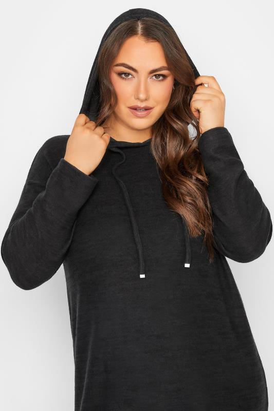 Plus Size Black Soft Touch Hoodie Dress | Yours Clothing 4