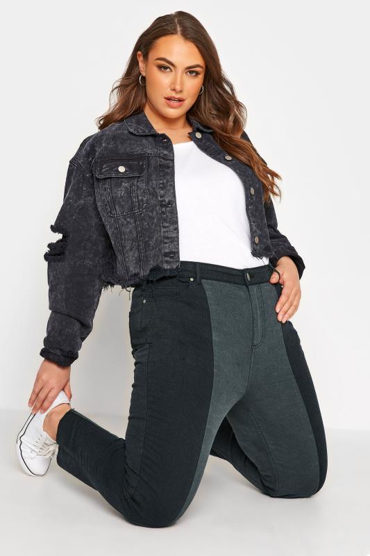 Plus Size Black Two Tone MOM Jeans | Yours Clothing 3