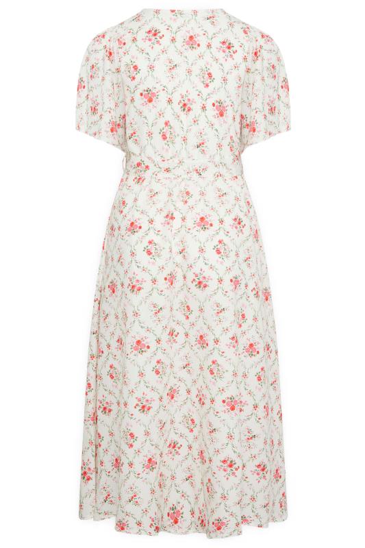 YOURS LONDON Plus Size White Floral Wrap Dress | Yours Clothing 7
