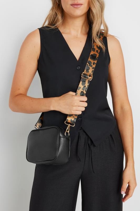  Grande Taille Black Leopard Print Strap Cross Body Bag