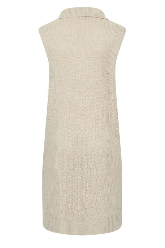 Plus Size Cream Zip Neck Longline Sleeveless Tunic Dress | Yours Clothing 7