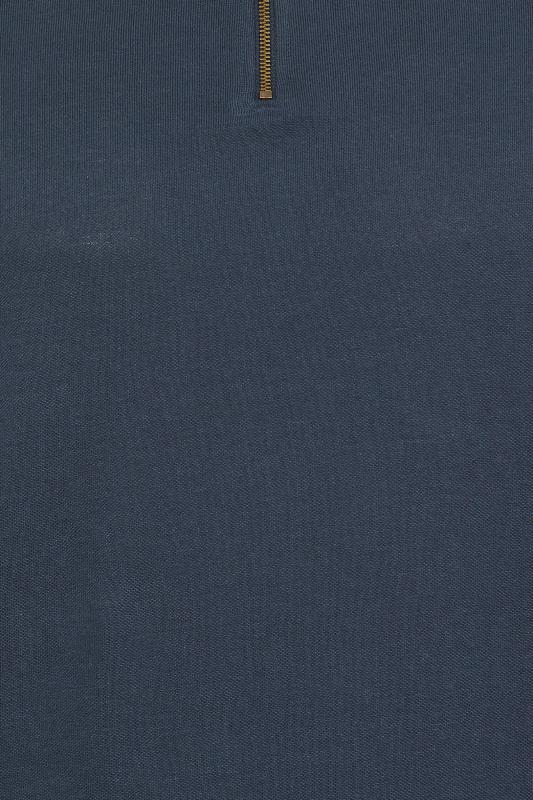 KAM Big & Tall Navy Blue Zip Neck Panel Polo Shirt | BadRhino 4