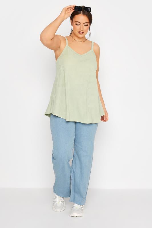LIMITED COLLECTION Curve Sage Green Rib Swing Cami Top_B.jpg