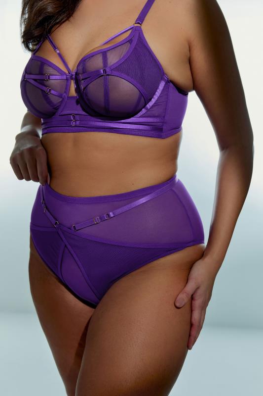 PLAYFUL PROMISES Eddie Purple Crossover High Waisted Briefs | Yours Clothing 2