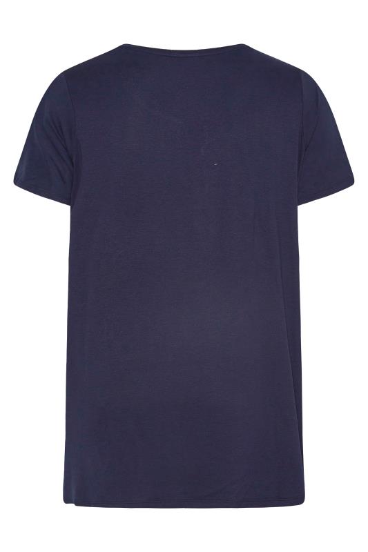 Curve Navy Blue Printed Tie Neck T-Shirt 6
