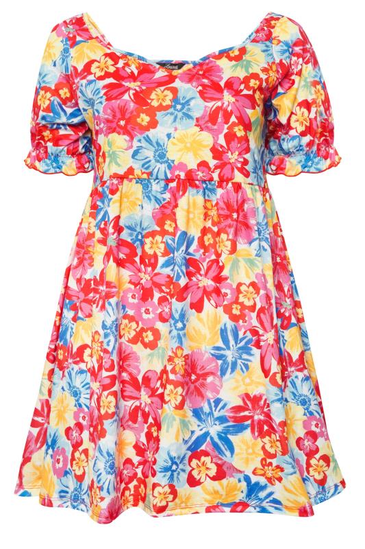 LIMITED COLLECTION Plus Size Red Floral Print Sweetheart Dress | Yours Clothing 6