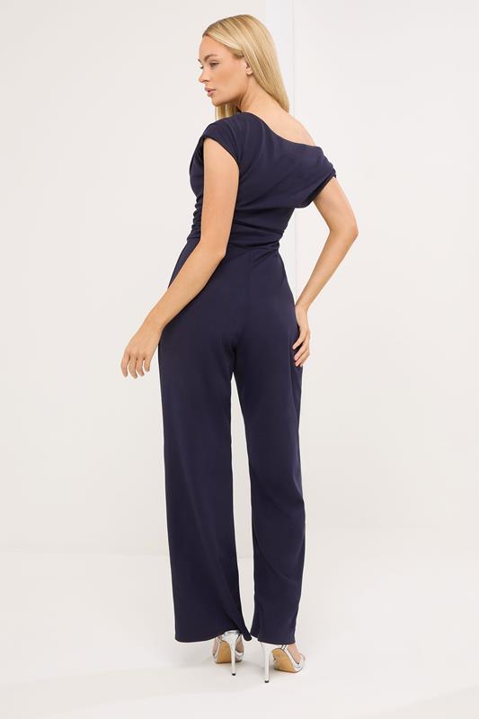 STAR Navy Blue Wide Leg Draped Jumpsuit | StarBYJM 2