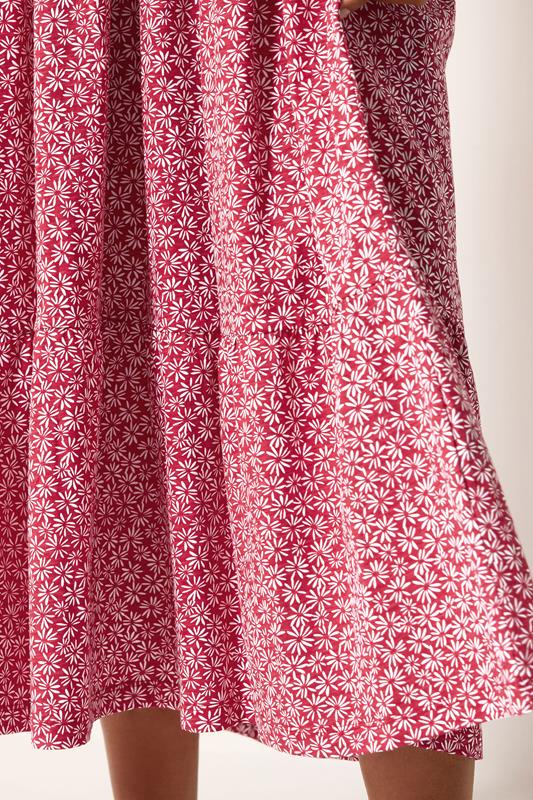 M&Co Red Floral Print Cotton Tiered Maxi Dress | M&Co 5