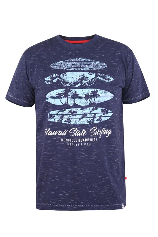 D555 Big & Tall Navy Blue Hawaii State Surf Printed T-Shirt 2