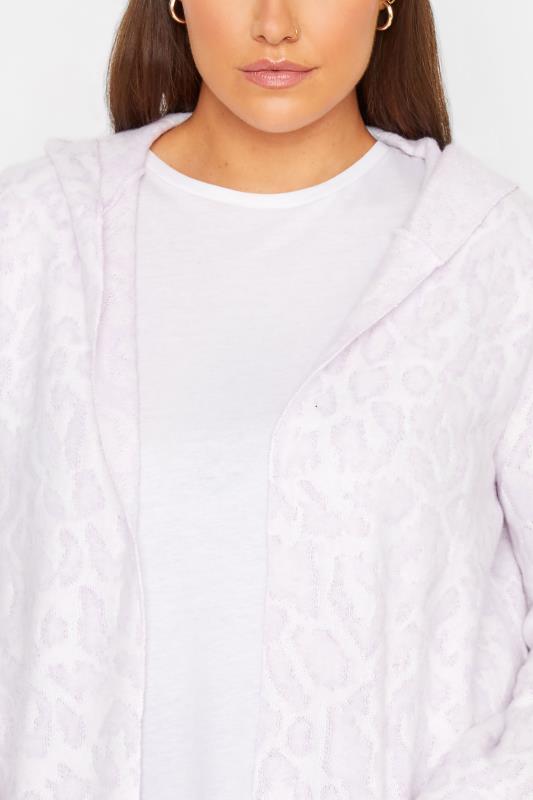 YOURS LUXURY Plus Size Purple & White Animal Print Hooded Faux Fur Jacket | Yours Clothing  5