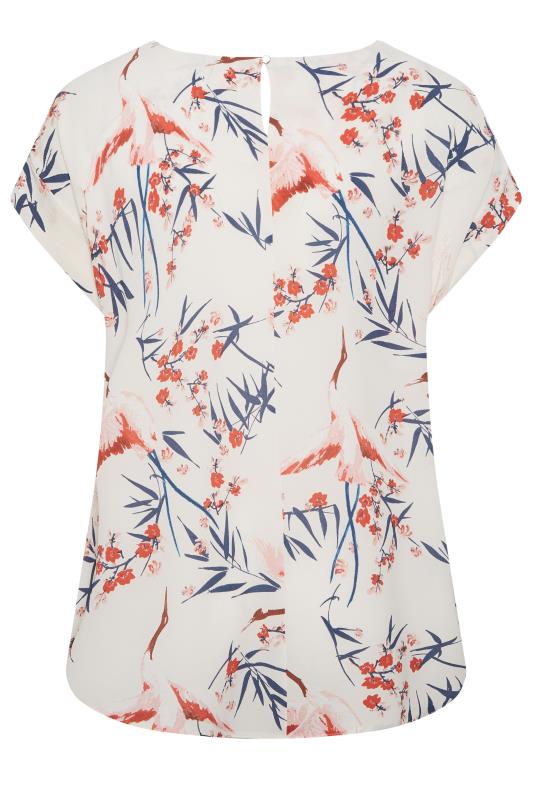 YOURS Plus Size White Floral Print Tab Sleeve Blouse | Yours Clothing 6