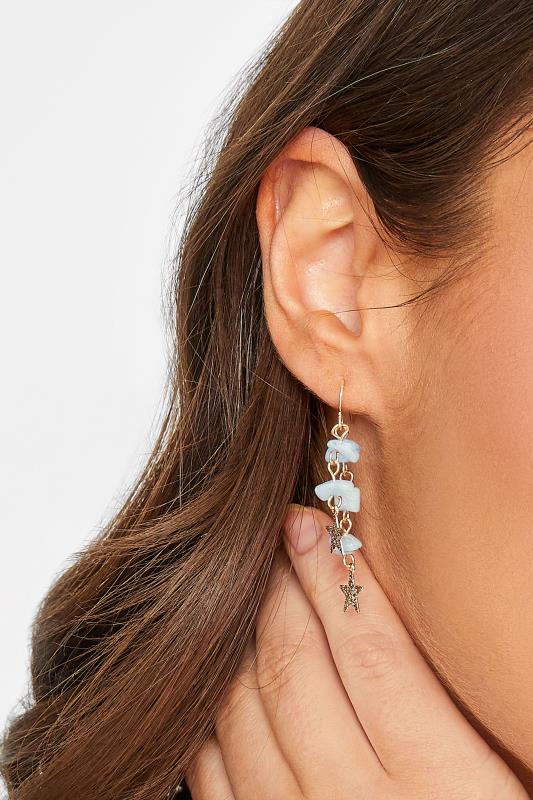 Gold Tone Stone Tassel Drop Earrings | Yours Clothing 1