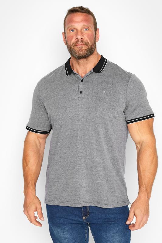 Men's  FARAH Big & Tall Grey Tipped Collar Polo Shirt