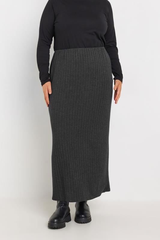 YOURS Plus Size Grey Ribbed Maxi Tube Skirt | Yours Clothing 4