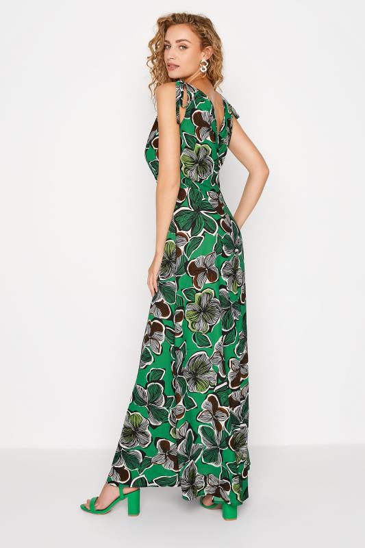 LTS Tall Green Tropical Print Shoulder Tie Maxi Dress 3