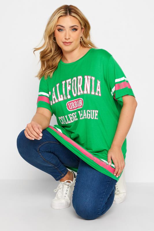 Plus Size Green 'California' Logo Printed T-Shirt | Yours Clothing 4