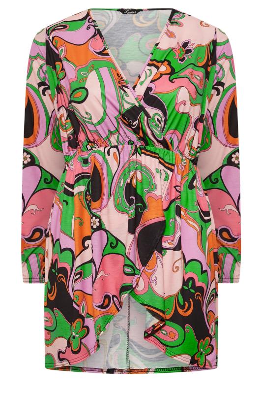 LIMITED COLLECTION Plus Size Pink Abstract Print Wrap Top | Yours Clothing 6