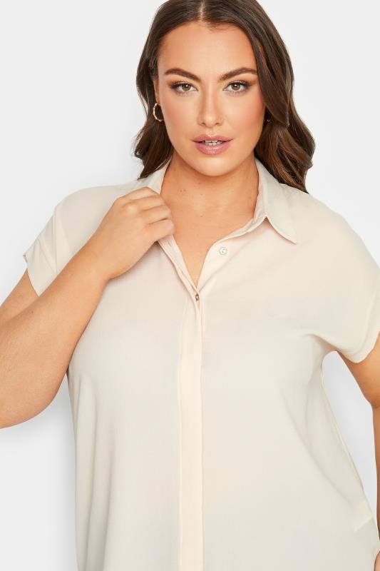YOURS Curve Plus Size Cream Collared Shirt | Yours Clothing  4
