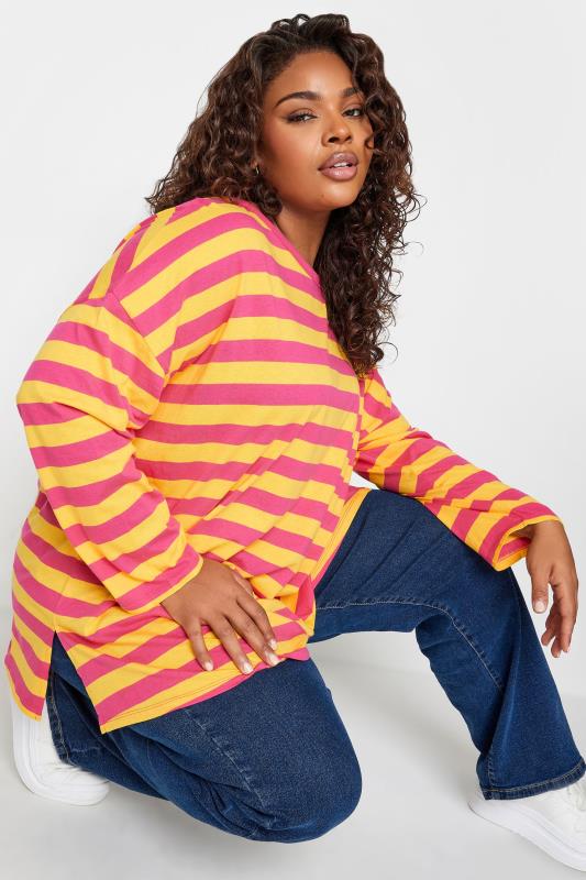 Plus Size  LIMITED COLLECTION Curve Pink & Yellow Stripe Top