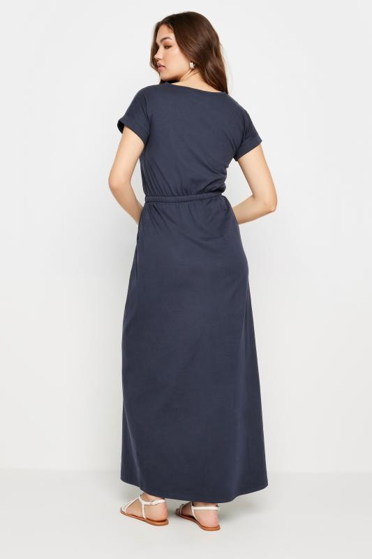 LTS Tall Women's Navy Blue Tie Waist Maxi T-Shirt Dress | Long Tall Sally 3