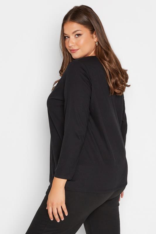Curve Black Cotton Long Sleeve T-Shirt 3