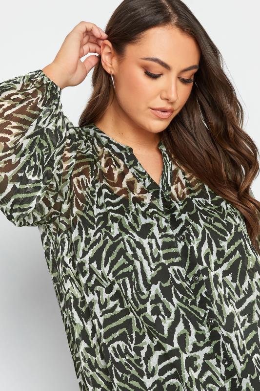 YOURS LONDON Plus Size Green Zebra Print Blouse | Yours Clothing 4