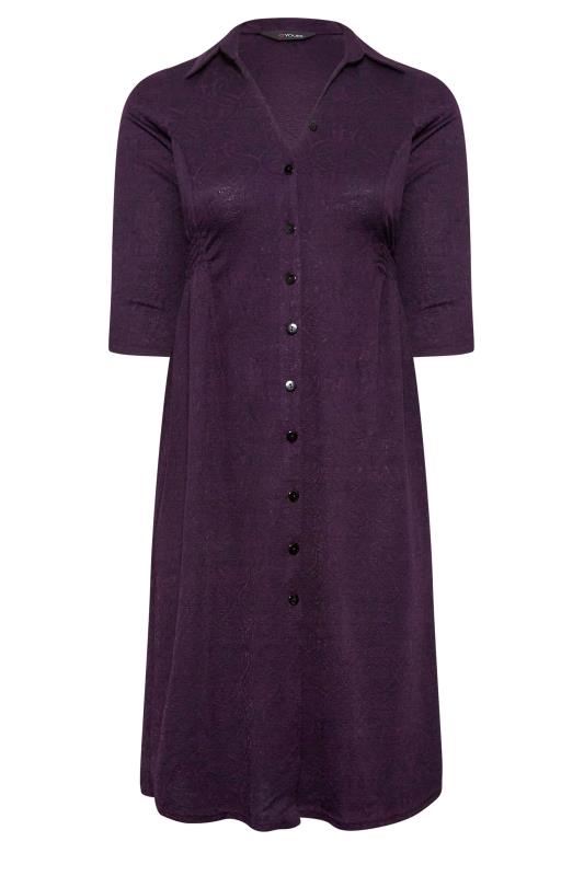 Plus Size Purple Textured Collared Dress | Yours Clothing 6