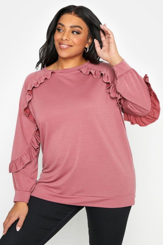 LIMITED COLLECTION Pink Frill Sweatshirt Frill Top_A.jpg