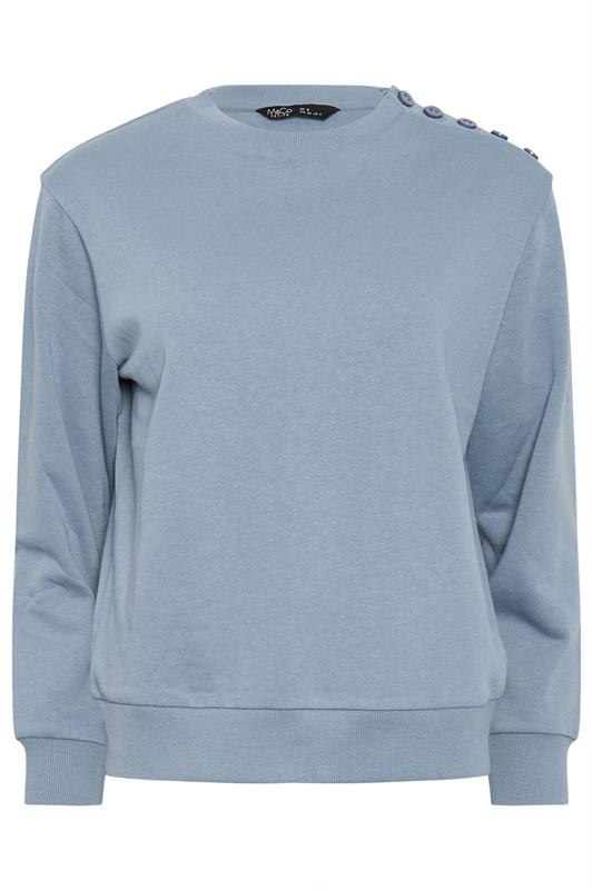 M&Co Petite Light Blue Button Detail Sweatshirt | M&Co 5