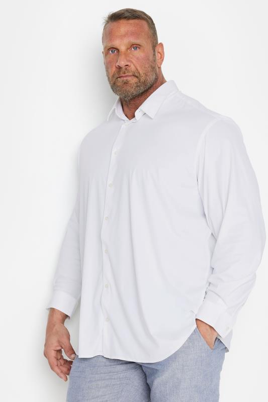  Grande Taille Jack & Jones Big & Tall White Long Sleeve Stretch Shirt