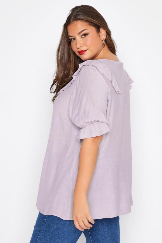 LIMITED COLLECTION Plus Size Lilac Purple Frill Blouse | Yours Clothing 3