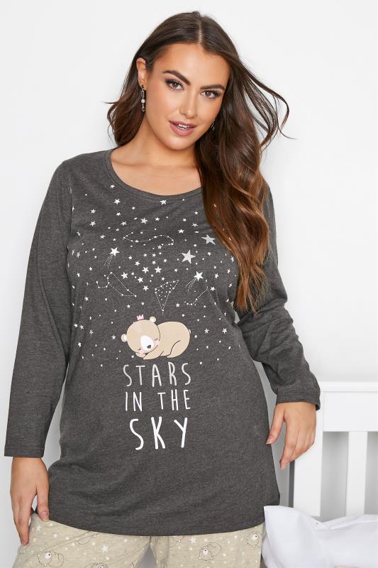  Grande Taille Curve Grey Star Gazing Bear Pyjama Set